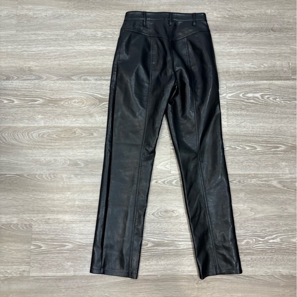 Wilfred Rebel Pants Straight Slim Mid Rise Black Leather Pants sz 0 - Picture 3 of 13